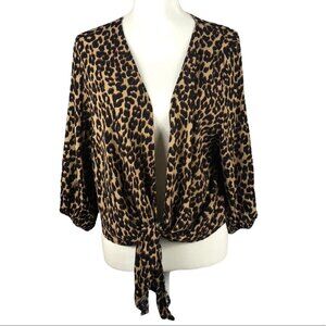 By Together leopard print tied crop top Covering size Large